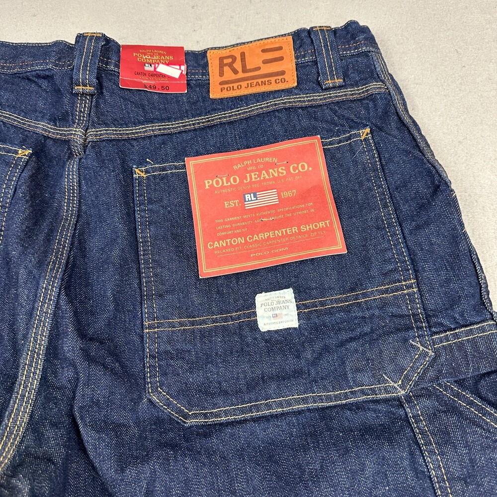 Polo Jeans Co Shorts Men 38 Blue Canton Carpenter Denim Y2K Deadstock Hip Hop - Picture 3 of 8